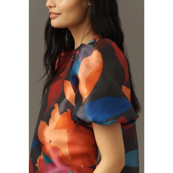 nwt ANTHROPOLOGIE HUTCH sz 2X Puff-Sleeve Printed Blouse - Picture 3 of 5